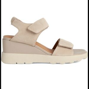 Geox D Spherica EC6 Scandi Girl Italian Women Beige Wedge Sandal 39 EU 8 US